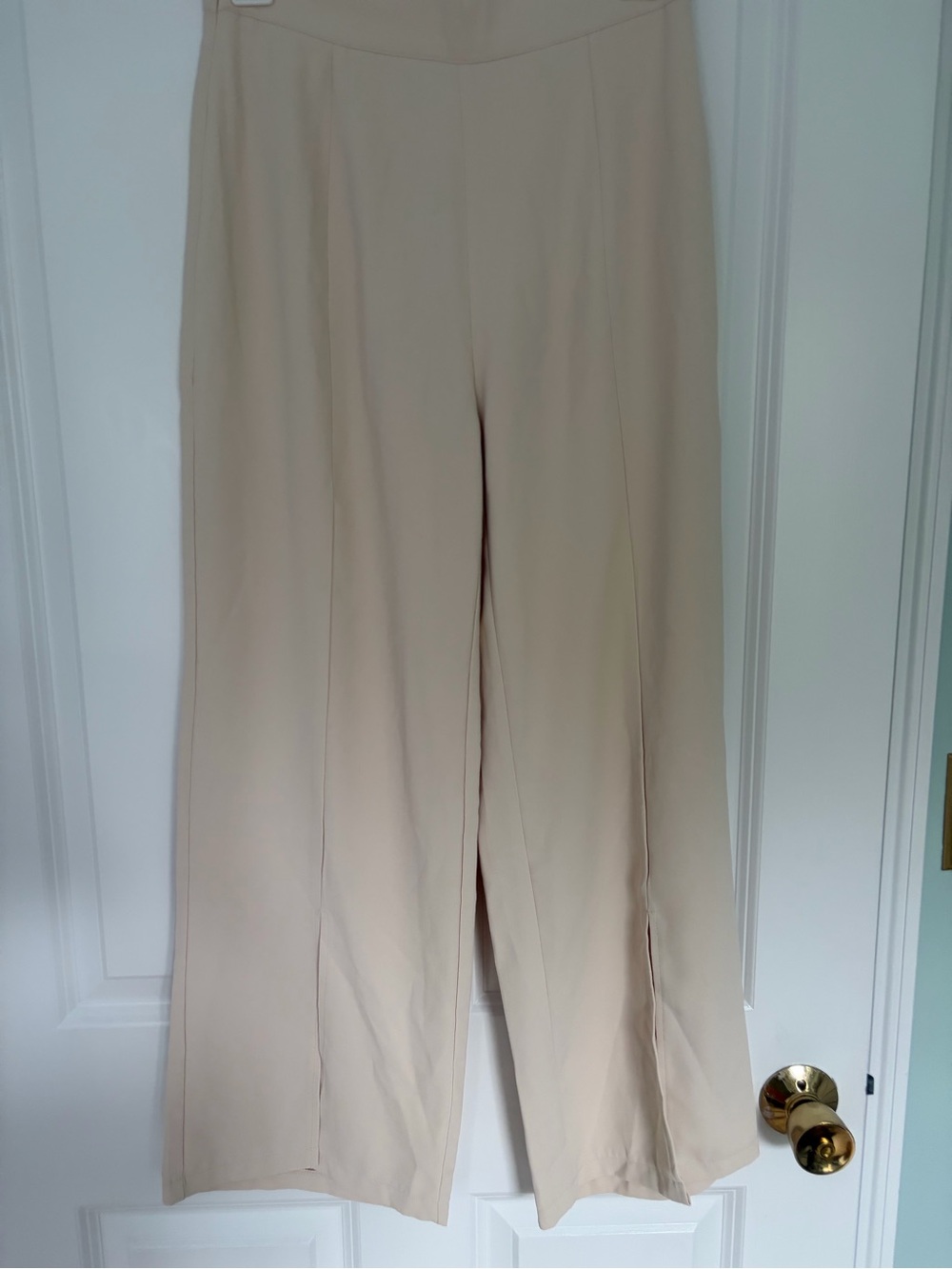 Wide Leg High-Rise Pants in Cream
